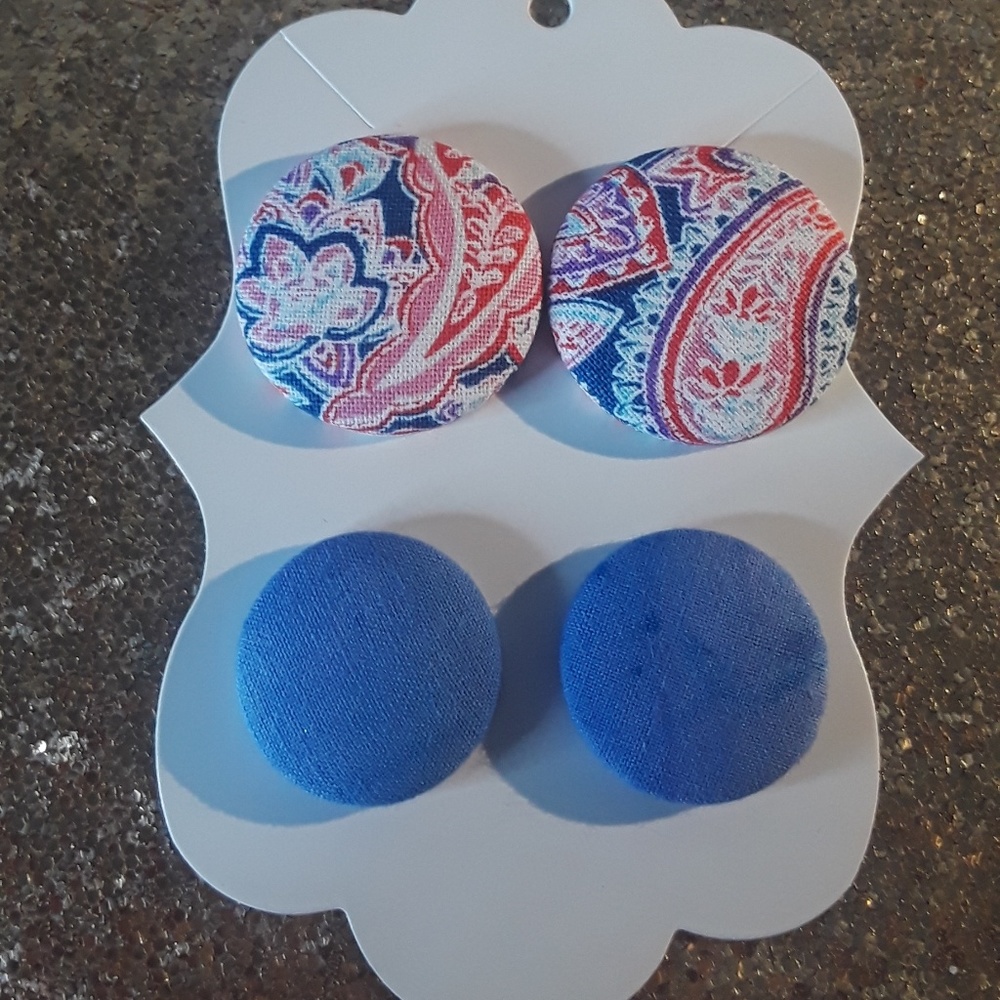 Fabric Button Earrings